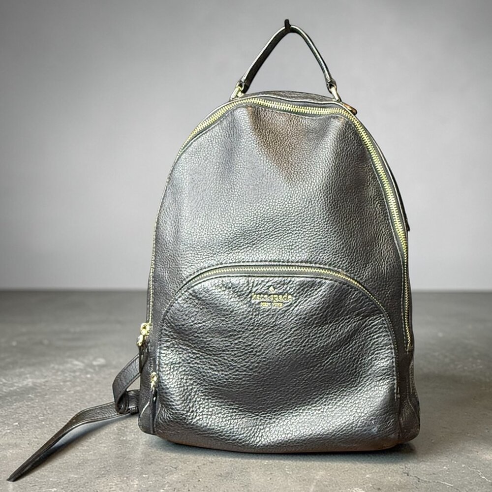 kate spade Black Pebbled Leather Backpack with Gold Hardware